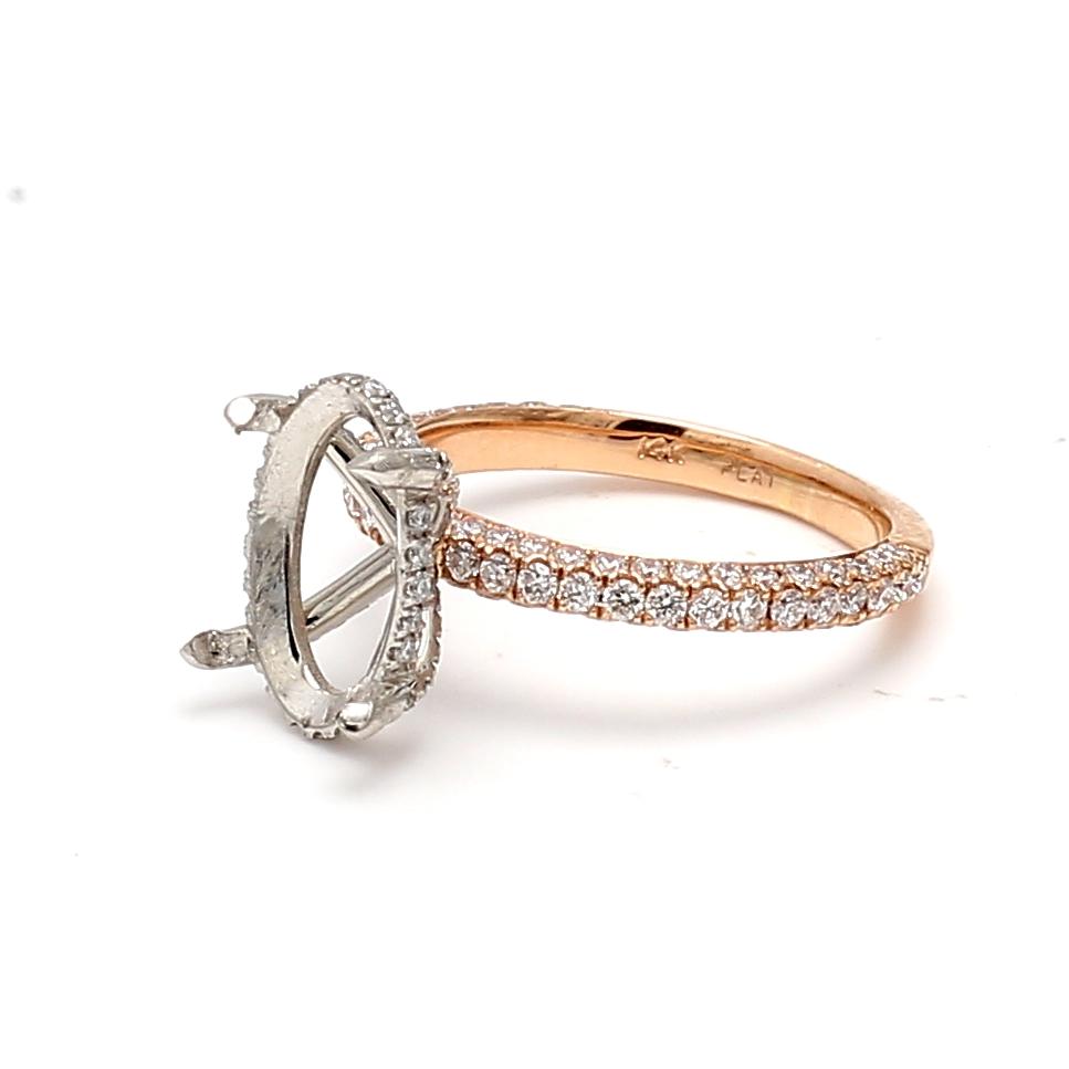 2.18 Carat Round Brilliant H SI1 Diamond 14 Karat Rose Gold Semi Mount Ring