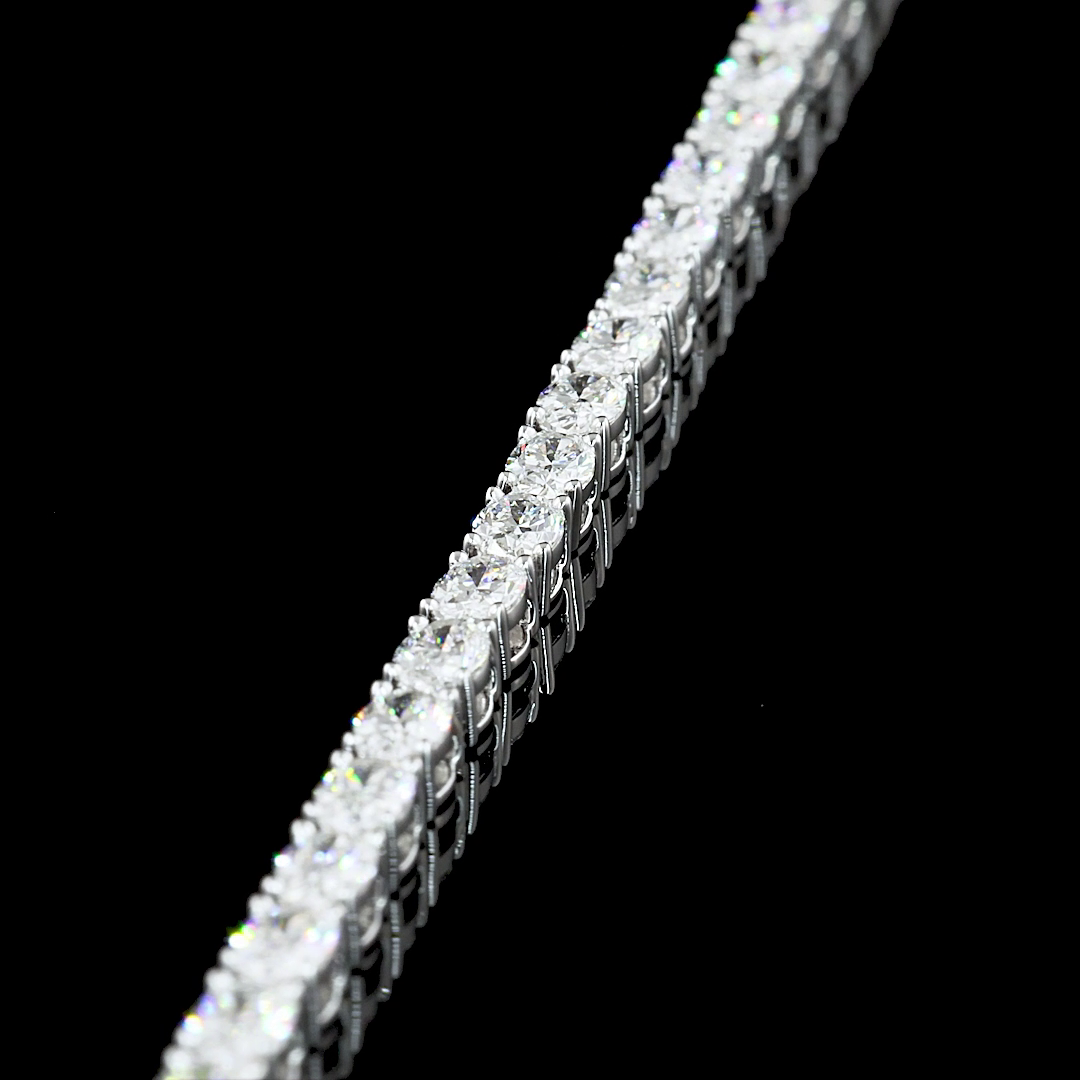 Lab-Grown 4.41 Carat Oval F-VS2 Diamond 14K White Gold Tennis Bracelet
