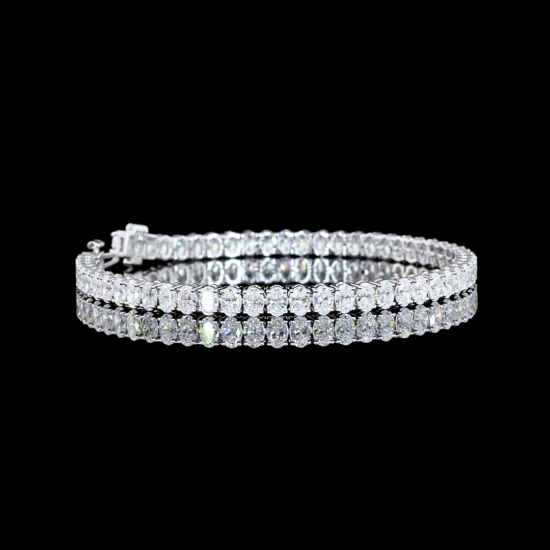 Lab-Grown 8 Carat Oval F-VS1 Diamond 14K White Gold Tennis Bracelet