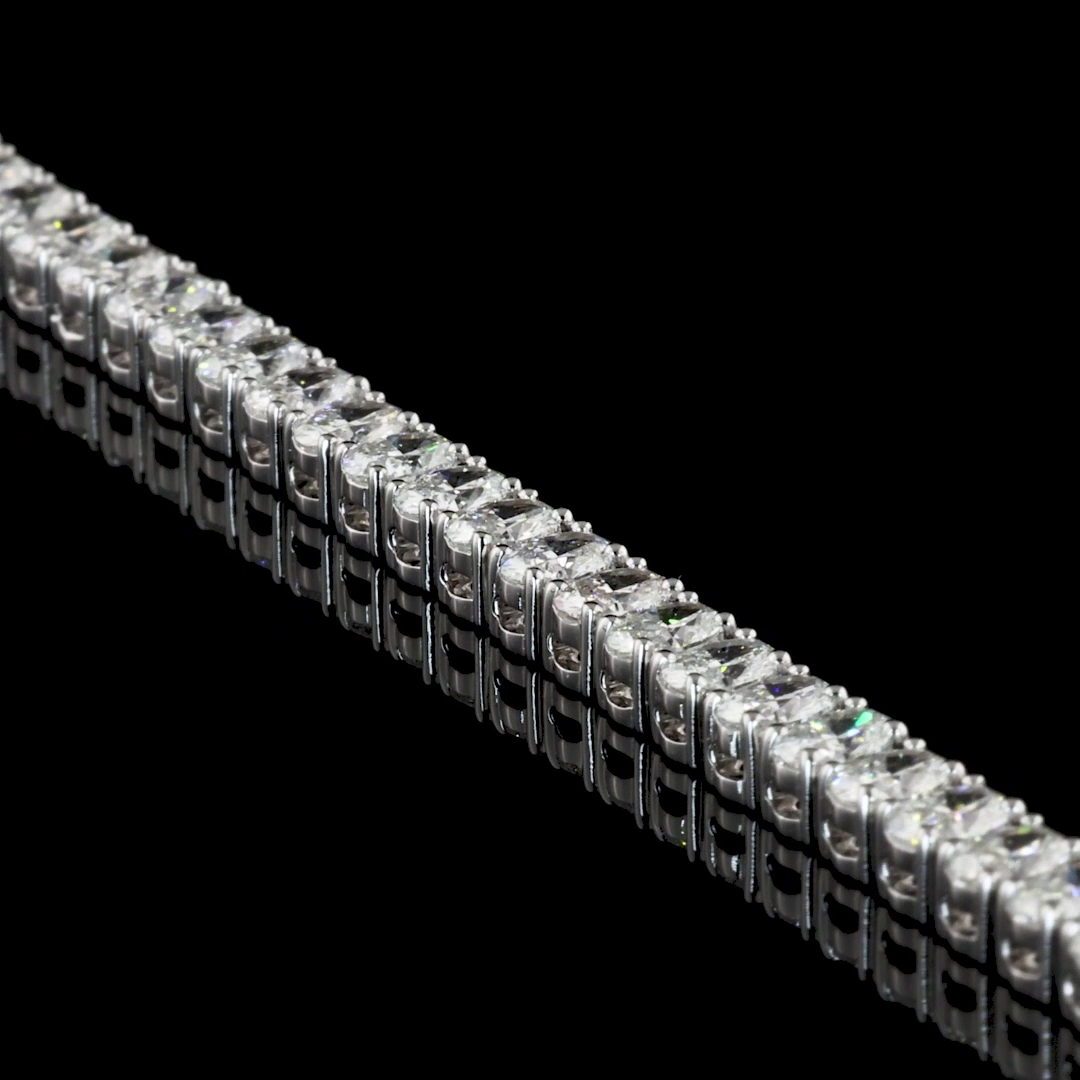 Lab-Grown 5.04 Carat Oval F-VS1 Diamond 14K White Gold Tennis Bracelet