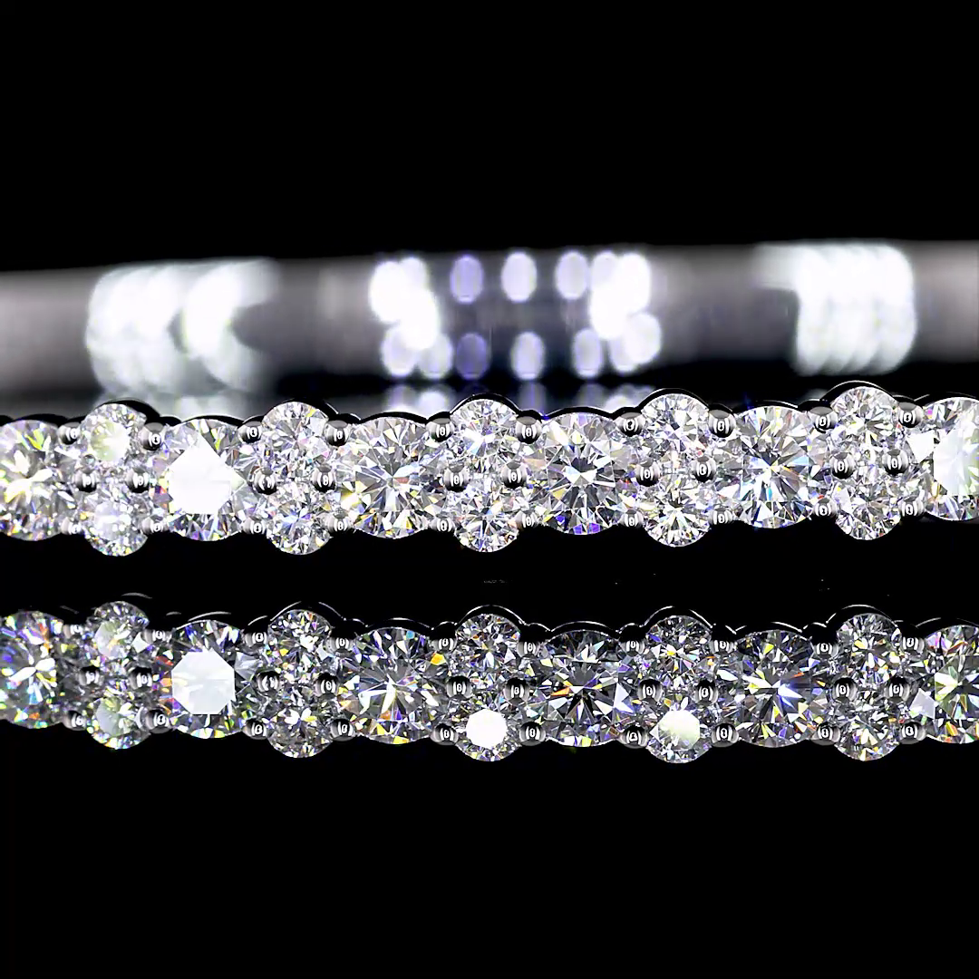 Lab-Grown 2.55 Carat Round E-VS1 Diamond 14K White Gold Bangles Bracelet