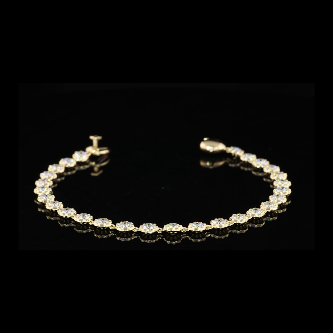 Lab-Grown 4.06 Carat Round E-VS Diamond 14K Yellow Gold Tennis Bracelet