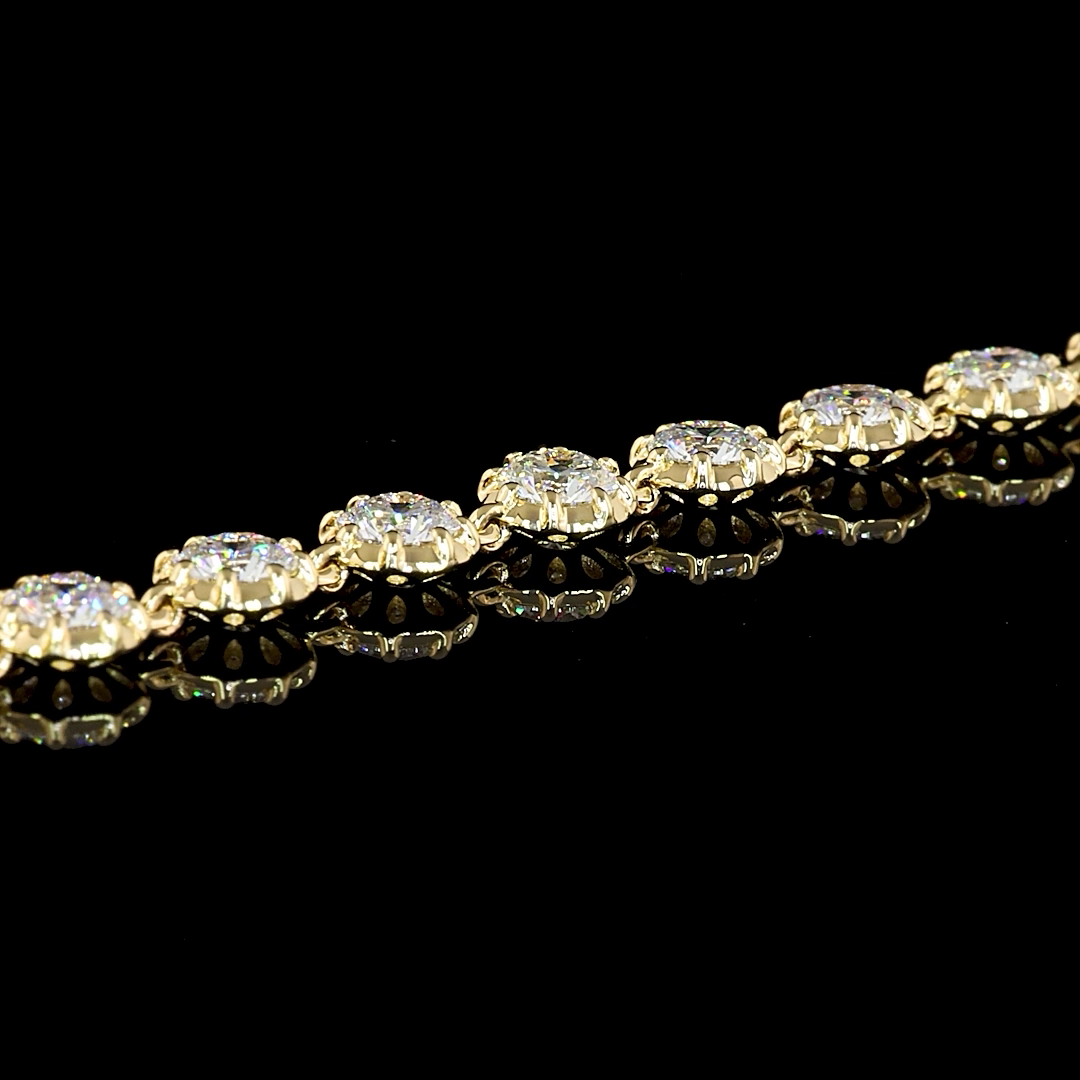 Lab-Grown 4.06 Carat Round E-VS Diamond 14K Yellow Gold Tennis Bracelet