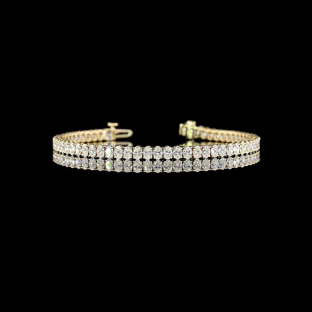 Lab-Grown 5.87 Carat Oval E-VS Diamond 14K Yellow Gold Tennis Bracelet
