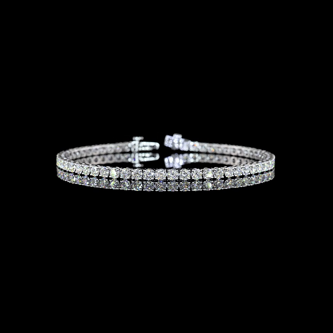 Lab-Grown 5.28 Carat Round - Diamond 14K White Gold Tennis Bracelet