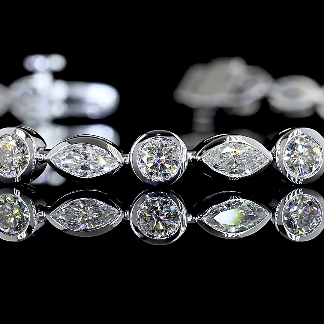 Lab-Grown 3.93 Carat MIX - Diamond 14K White Gold Tennis Bracelet