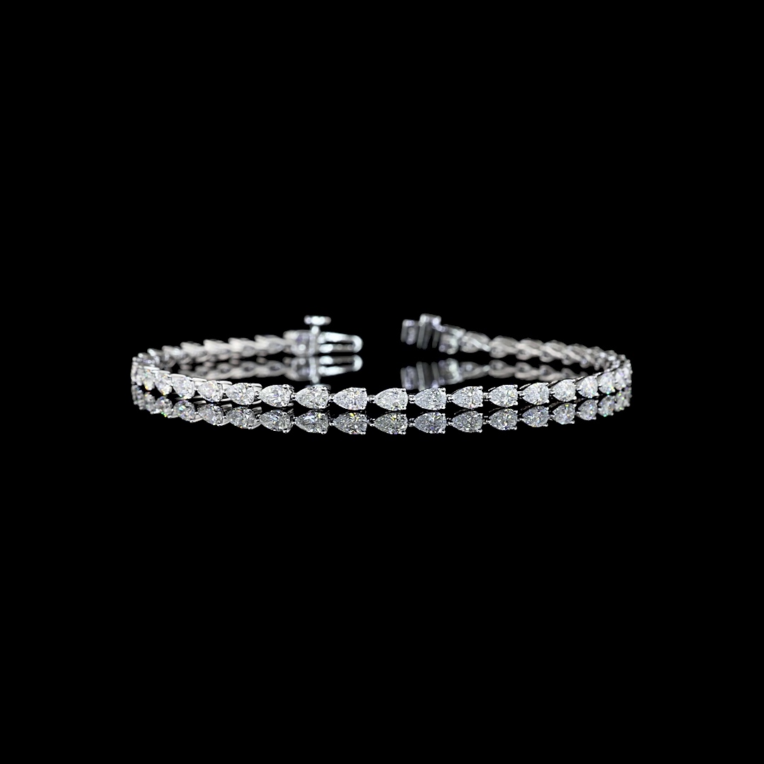 Lab-Grown 3.87 Carat Pear - Diamond 14K White Gold Tennis Bracelet