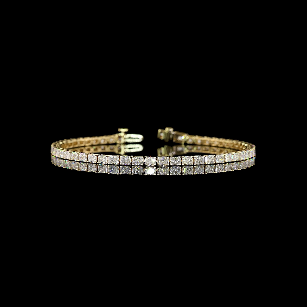 Lab-Grown 5.28 Carat Radiant - Diamond 14K Yellow Gold Tennis Bracelet