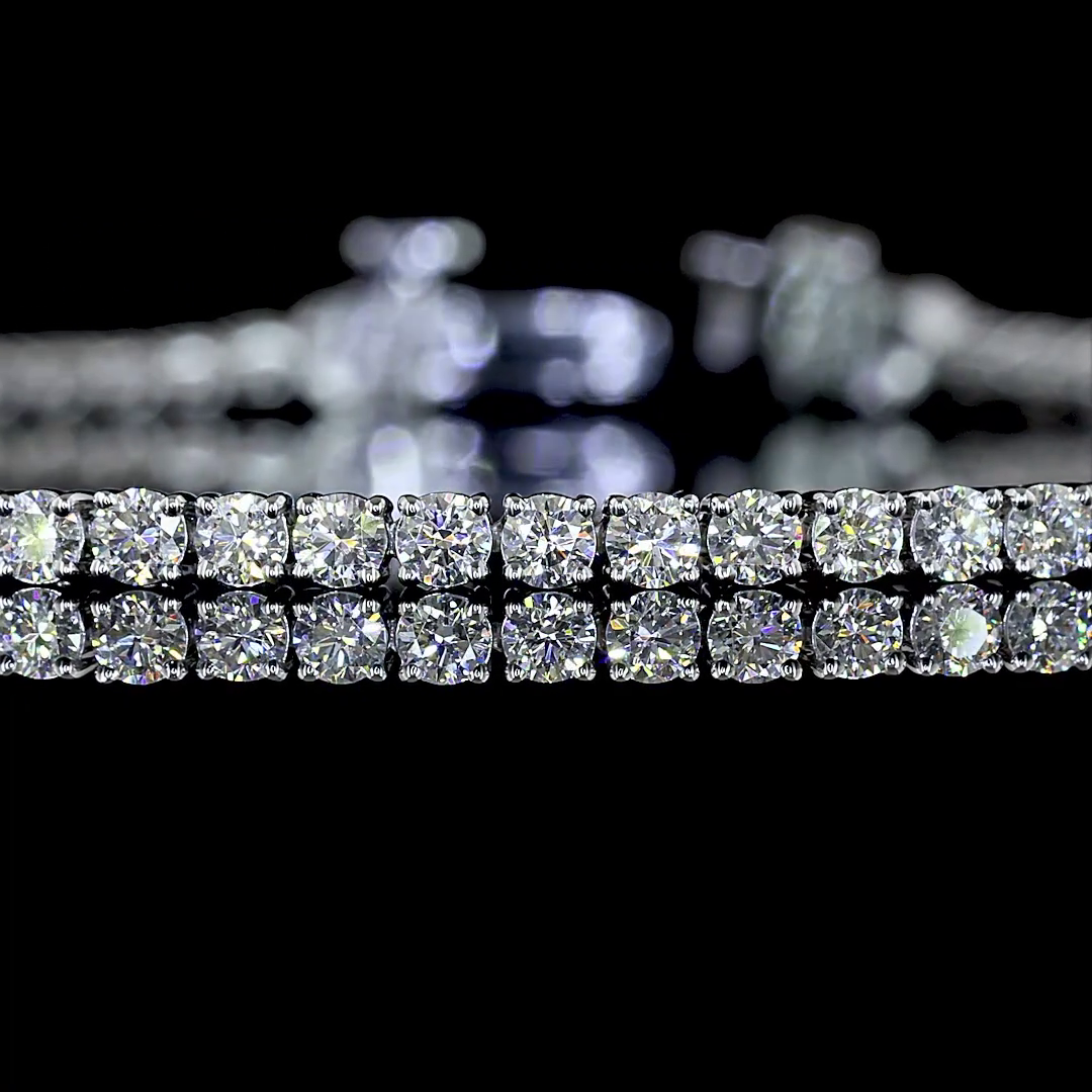 Lab-Grown 5.43 Carat Round E-VS2 Diamond 14K White Gold Tennis Bracelet