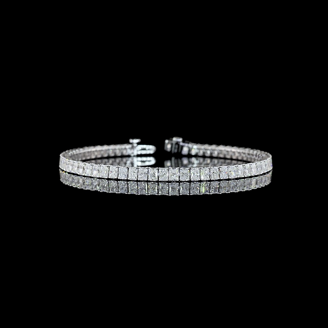 Lab-Grown 8 Carat Radiant E-VS Diamond 14K White Gold Tennis Bracelet