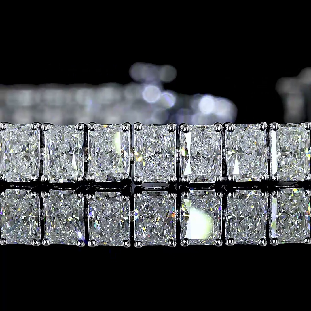 Lab-Grown 8 Carat Radiant E-VS Diamond 14K White Gold Tennis Bracelet