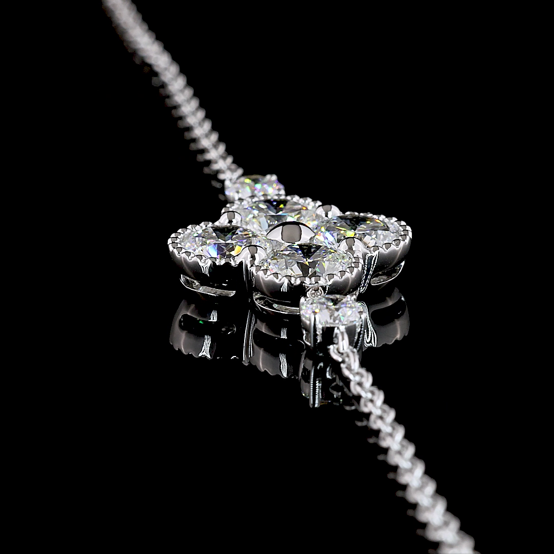 Lab-Grown 3.1 Carat Round E-VS Diamond 14K White Gold Special Bracelet