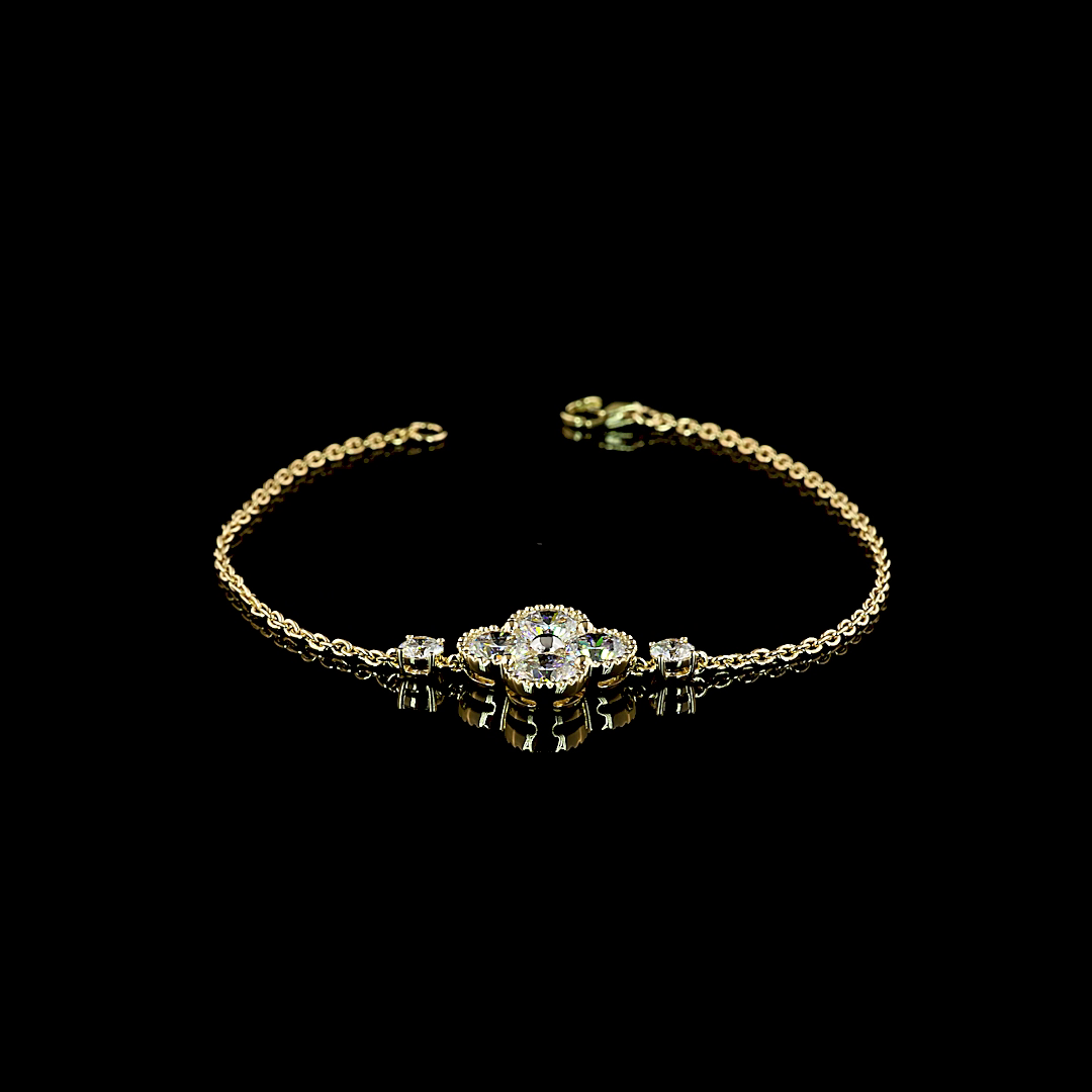 Lab-Grown 3.09 Carat Round E-VS Diamond 14K Two Tone Special Bracelet