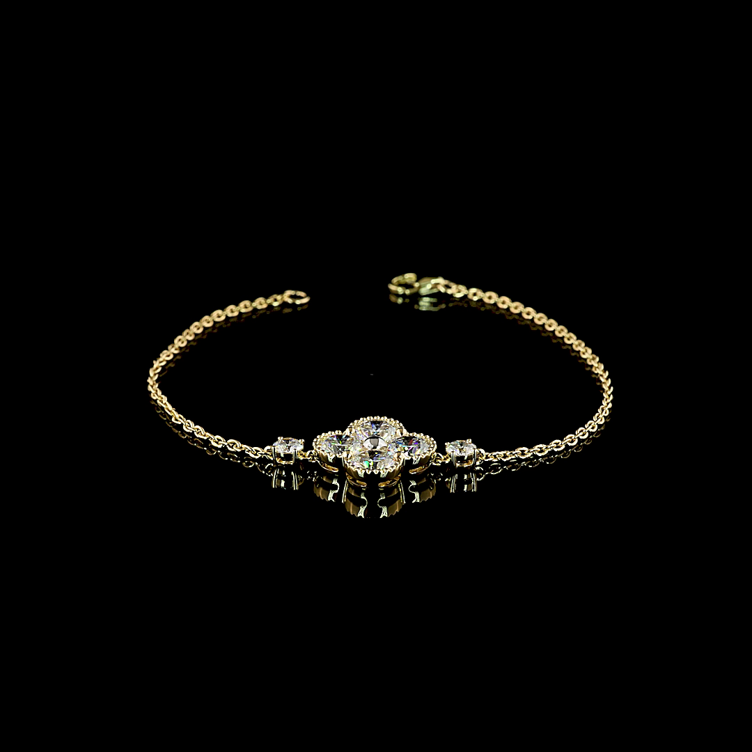 Lab-Grown 3.08 Carat Round E-VS Diamond 14K Two Tone Special Bracelet