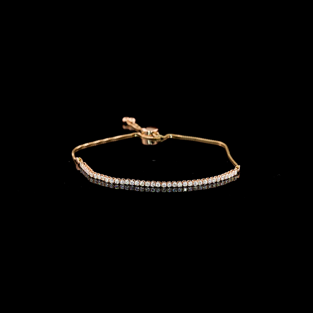 Lab-Grown 0.98 Carat Round F-VS2 Diamond 14K Rose Gold Tennis Bracelet