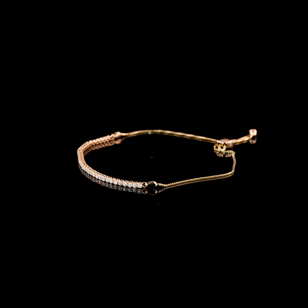 Lab-Grown 0.98 Carat Round F-VS2 Diamond 14K Rose Gold Tennis Bracelet