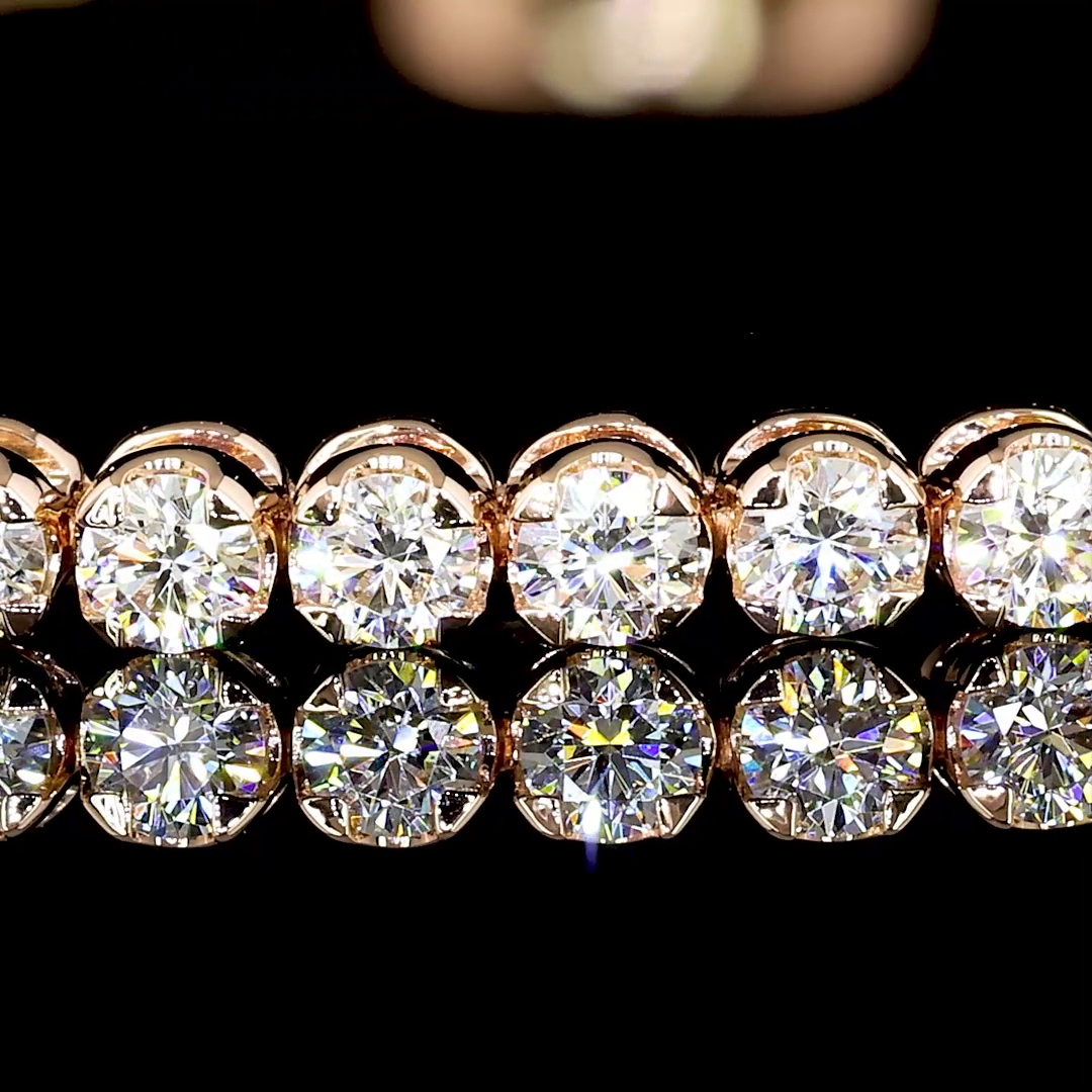 Lab-Grown 0.98 Carat Round E-VS1 Diamond 14K Rose Gold Tennis Bracelet