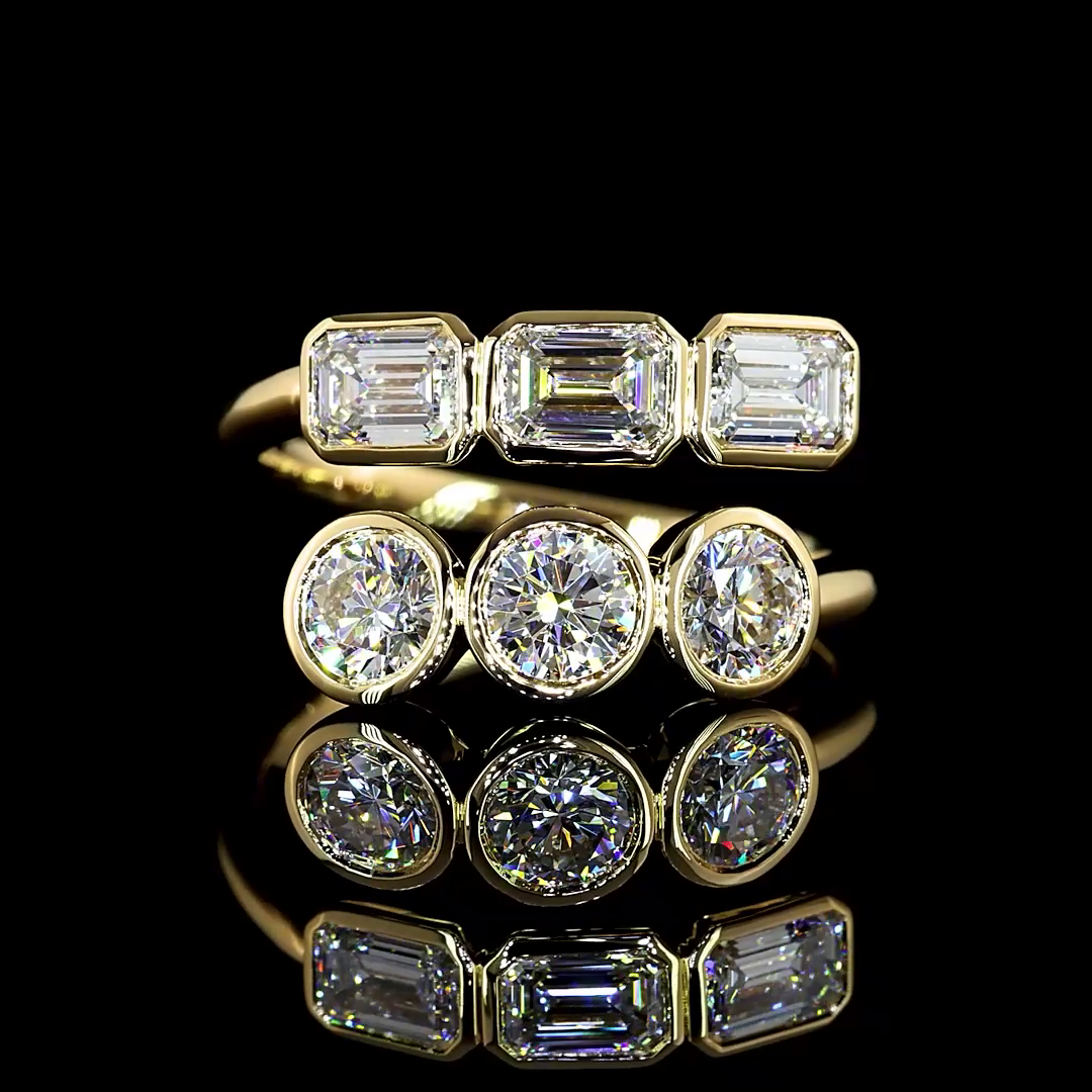 Lab-Grown 1.78 Carat Emerald E-VS Diamond 14K Yellow Gold Special Eternity Band