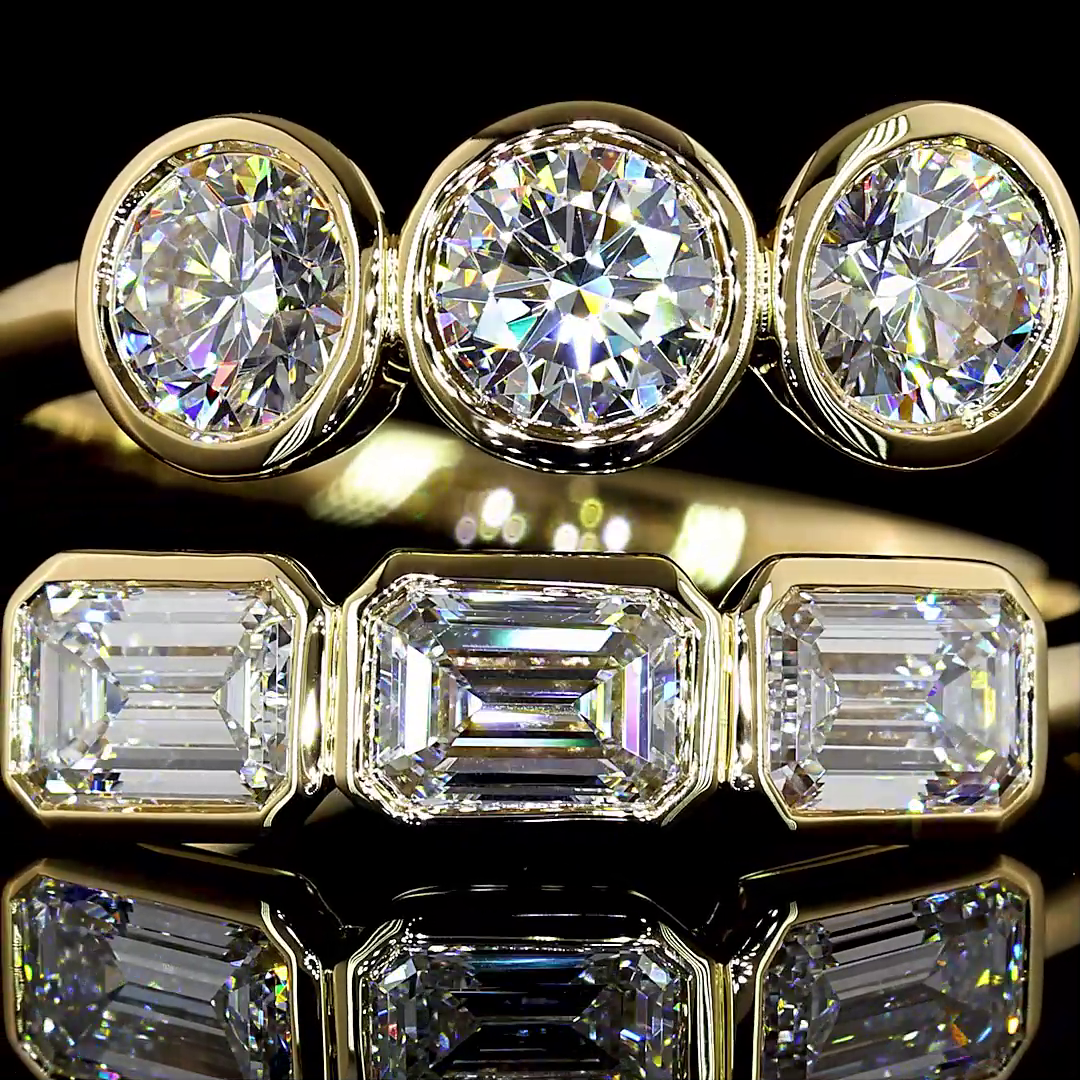 Lab-Grown 1.78 Carat Emerald E-VS Diamond 14K Yellow Gold Special Eternity Band