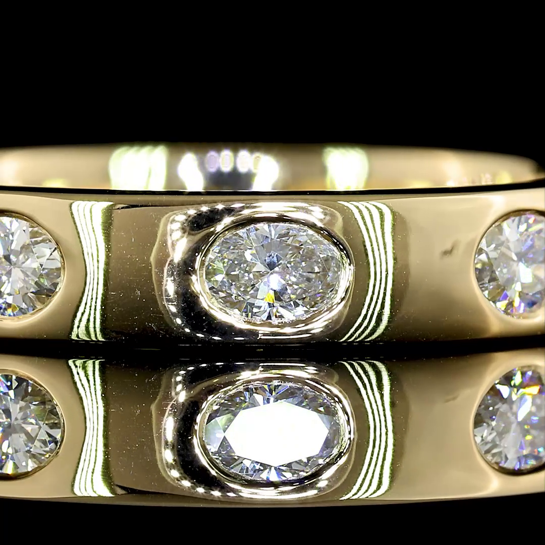 Lab-Grown 0.71 Carat Oval E-VS Diamond 14K Yellow Gold Eternity Band Eternity Band