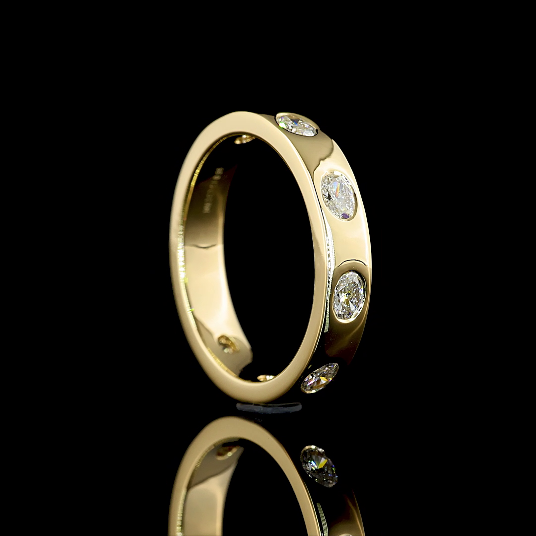 Lab-Grown 0.71 Carat Oval E-VS Diamond 14K Yellow Gold Eternity Band Eternity Band