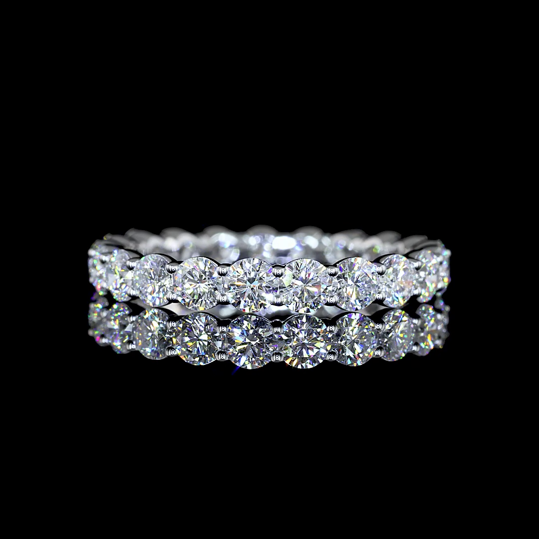 Lab-Grown 2.08 Carat Round E-VS Diamond 14K White Gold Eternity Band Eternity Ba
