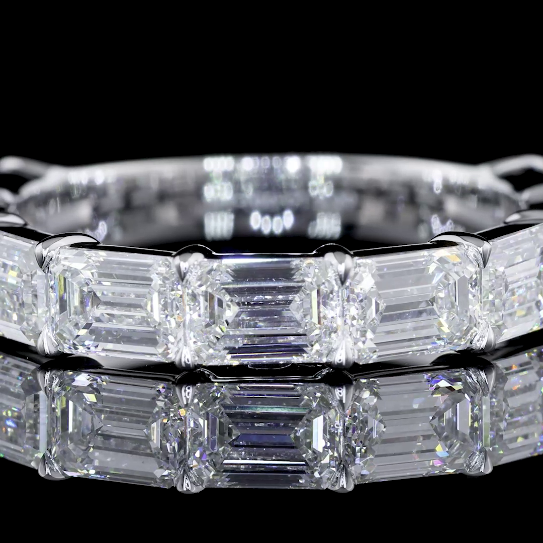 Lab-Grown 3 Carat Emerald D-VS1 Diamond 14K White Gold 3/4 Band Eternity Band