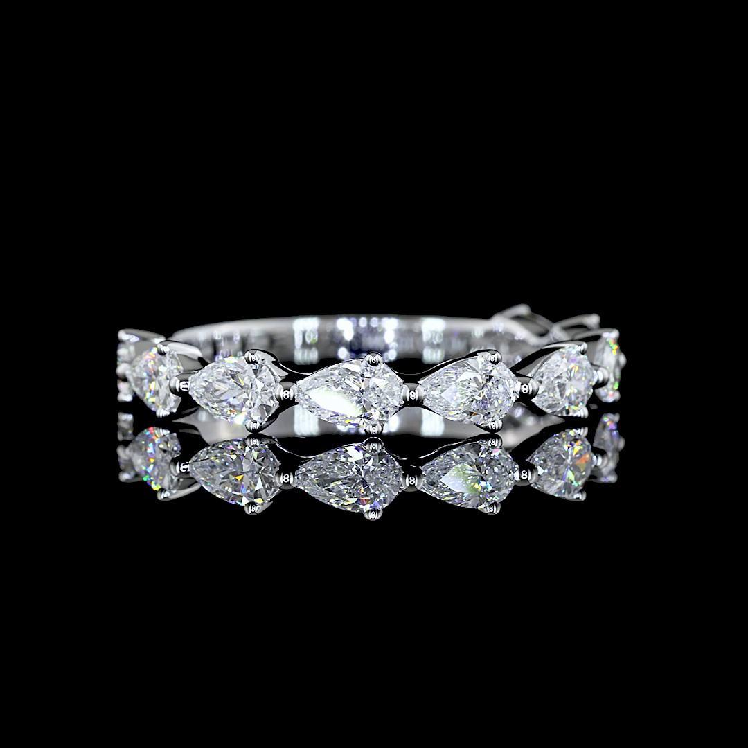 Lab-Grown 1.05 Carat Pear E-VS Diamond 14K White Gold 3/4 Band Eternity Band