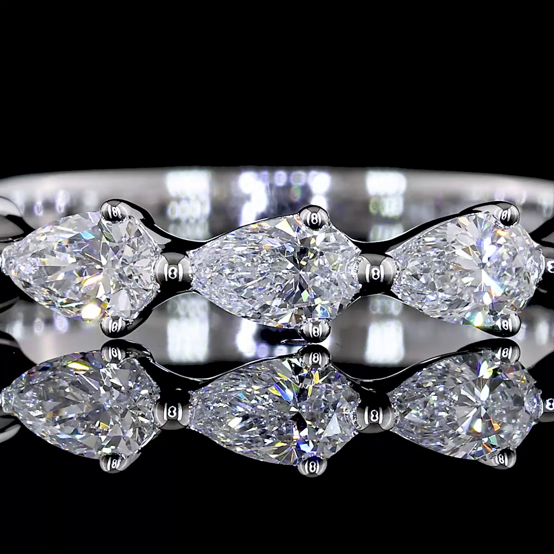 Lab-Grown 1.05 Carat Pear E-VS Diamond 14K White Gold 3/4 Band Eternity Band