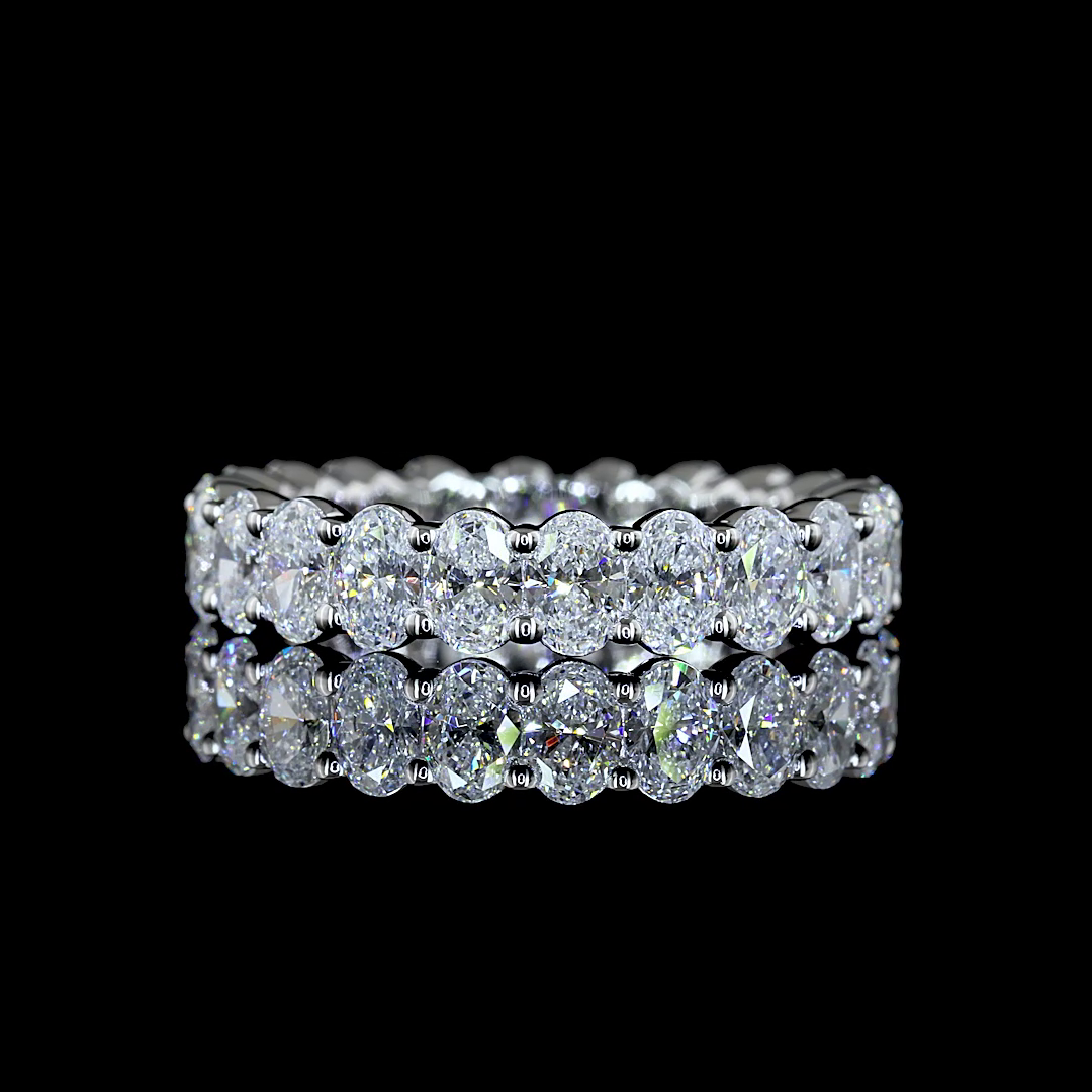 Lab-Grown 2.97 Carat Oval E-VS Diamond 18K White Gold Eternity Band Eternity Ban