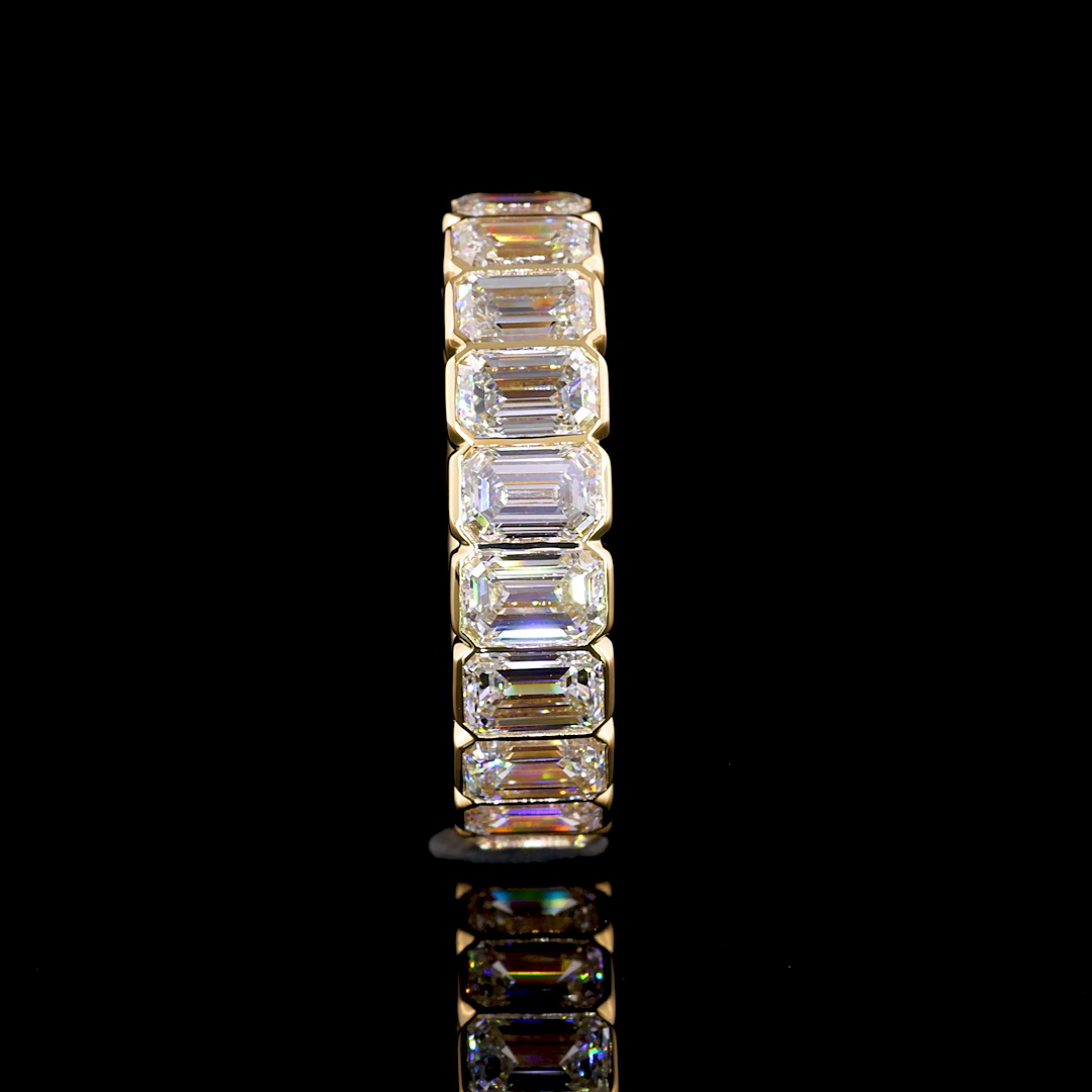 Lab-Grown 5.02 Carat Emerald F-VS1 Diamond 14K Yellow Gold Eternity Band Eternit