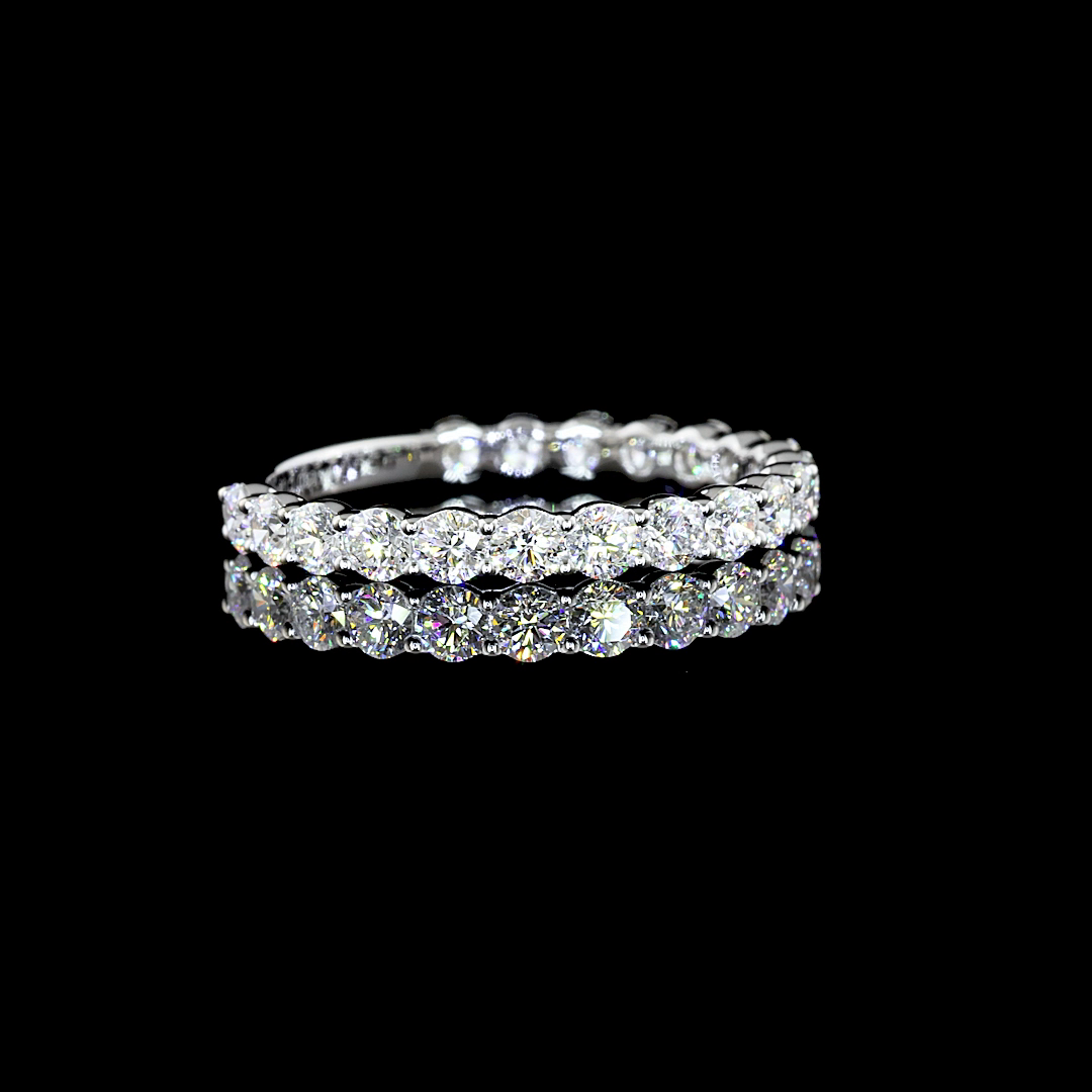 Lab-Grown 0.99 Carat Round E-VS1 Diamond 14K White Gold 3/4 Band Eternity Band