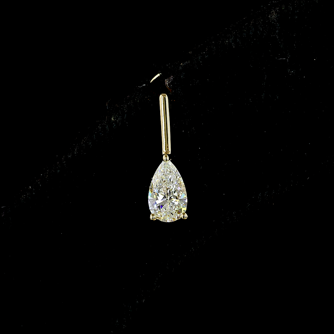 Lab-Grown 1.68 Carat Pear E-VS Diamond 14K Yellow Gold Hanging Earrings