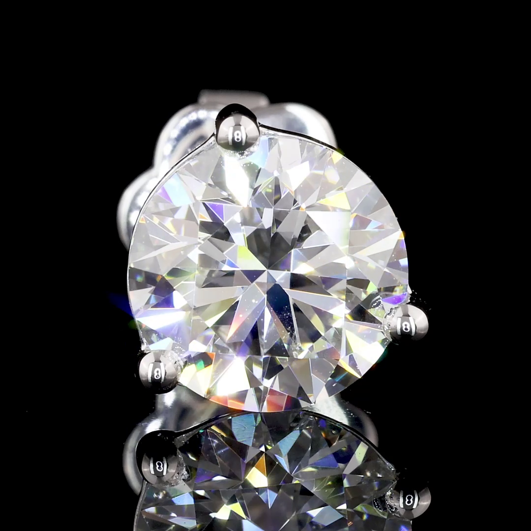 Lab-Grown 2.6 Carat Round D-VS1 Diamond 14K White Gold Martini Earrings