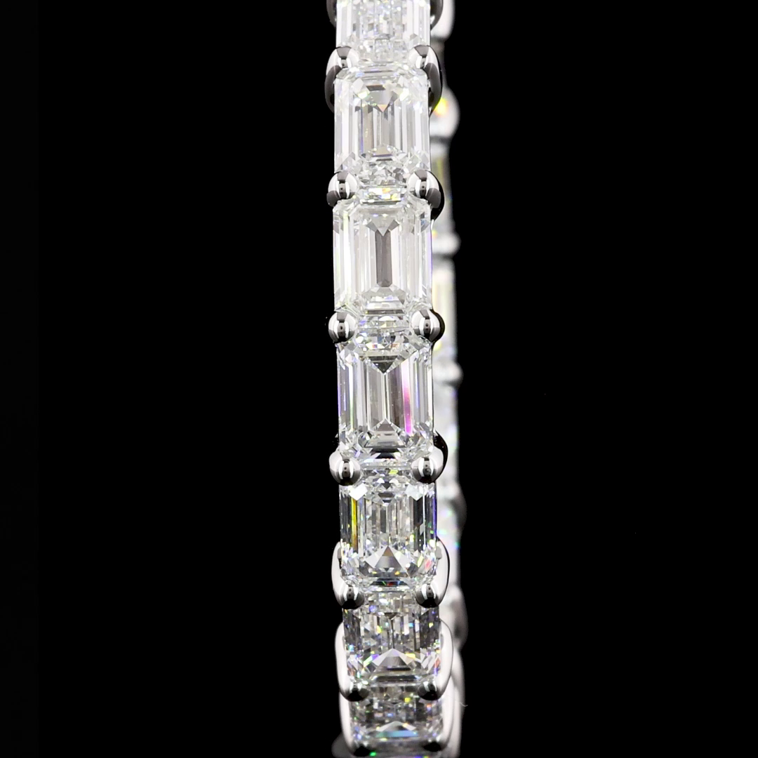 Lab-Grown 7.08 Carat Emerald F-VS1 Diamond 14K White Gold Hoops Earrings