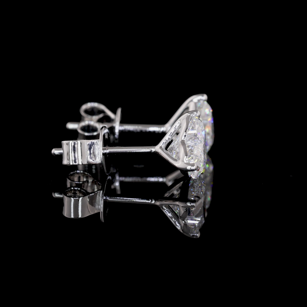 Lab-Grown 1.66 Carat Heart F-VVS2 Diamond 14K White Gold Studs Earrings