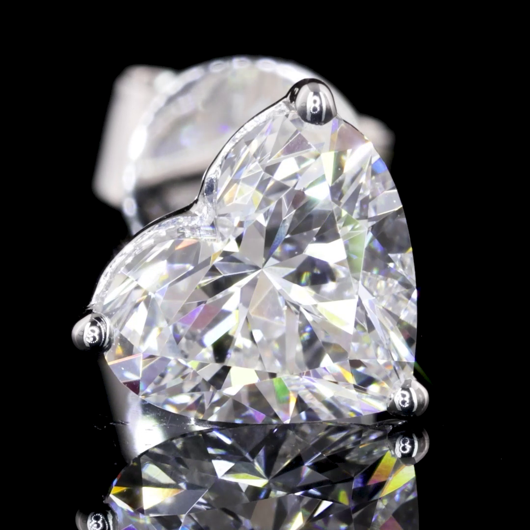 Lab-Grown 1.66 Carat Heart F-VVS2 Diamond 14K White Gold Studs Earrings