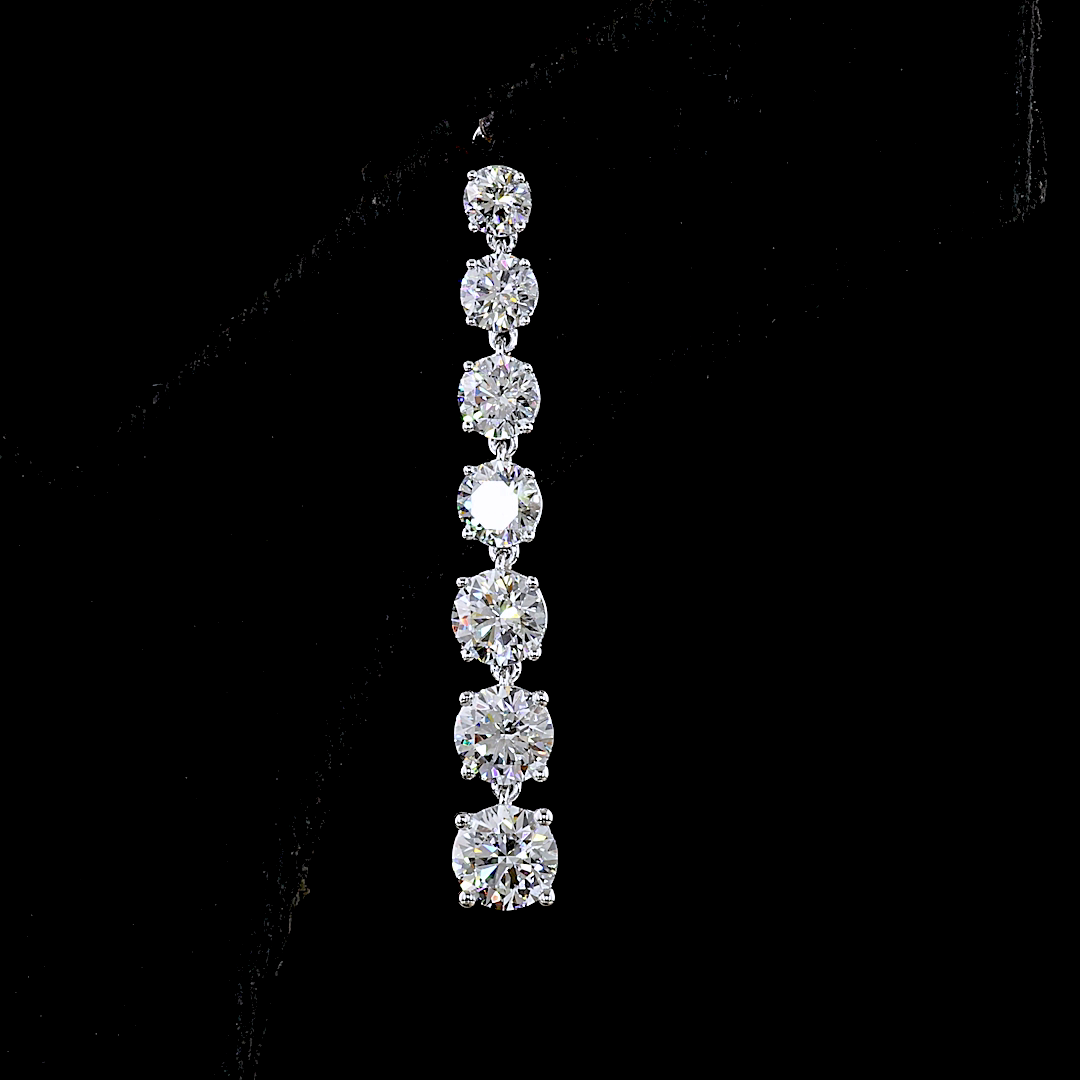 Lab-Grown 4.07 Carat Round - Diamond 14K White Gold Hanging Earrings