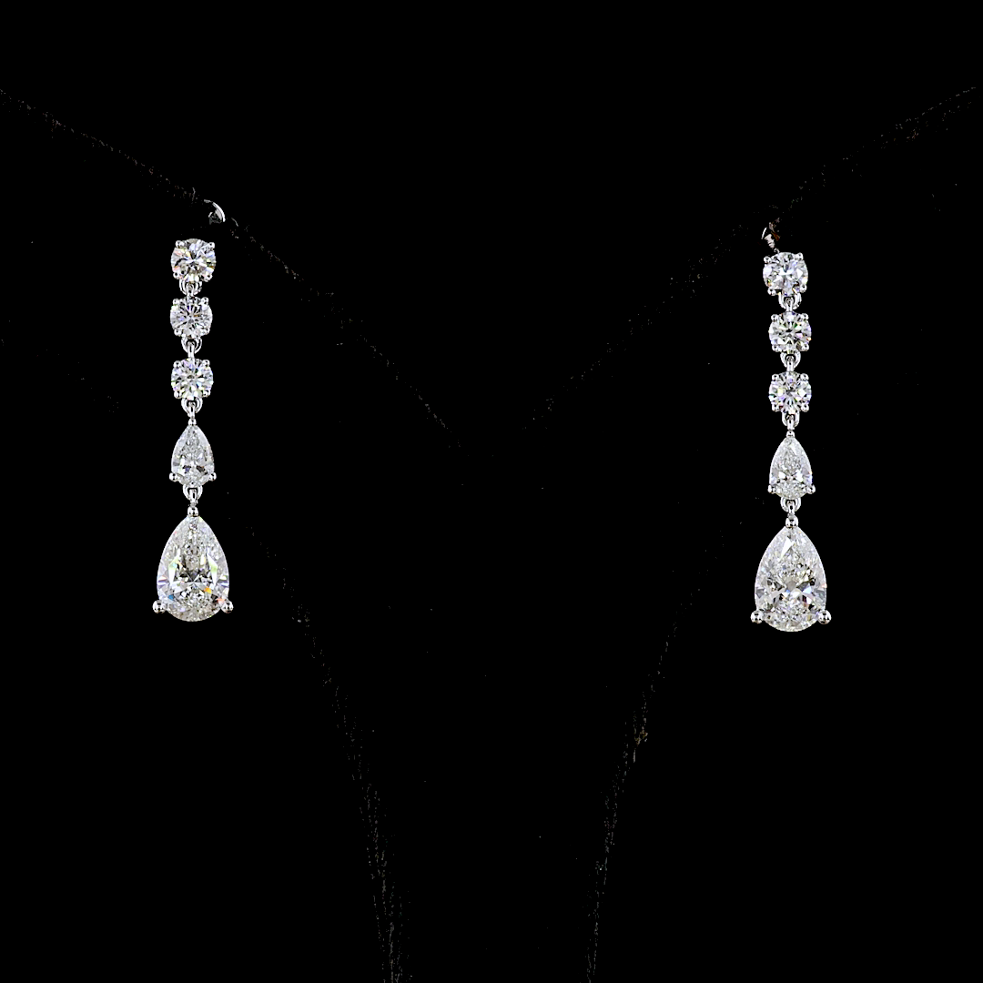Lab-Grown 2.52 Carat MIX - Diamond 14K White Gold Hanging Earrings