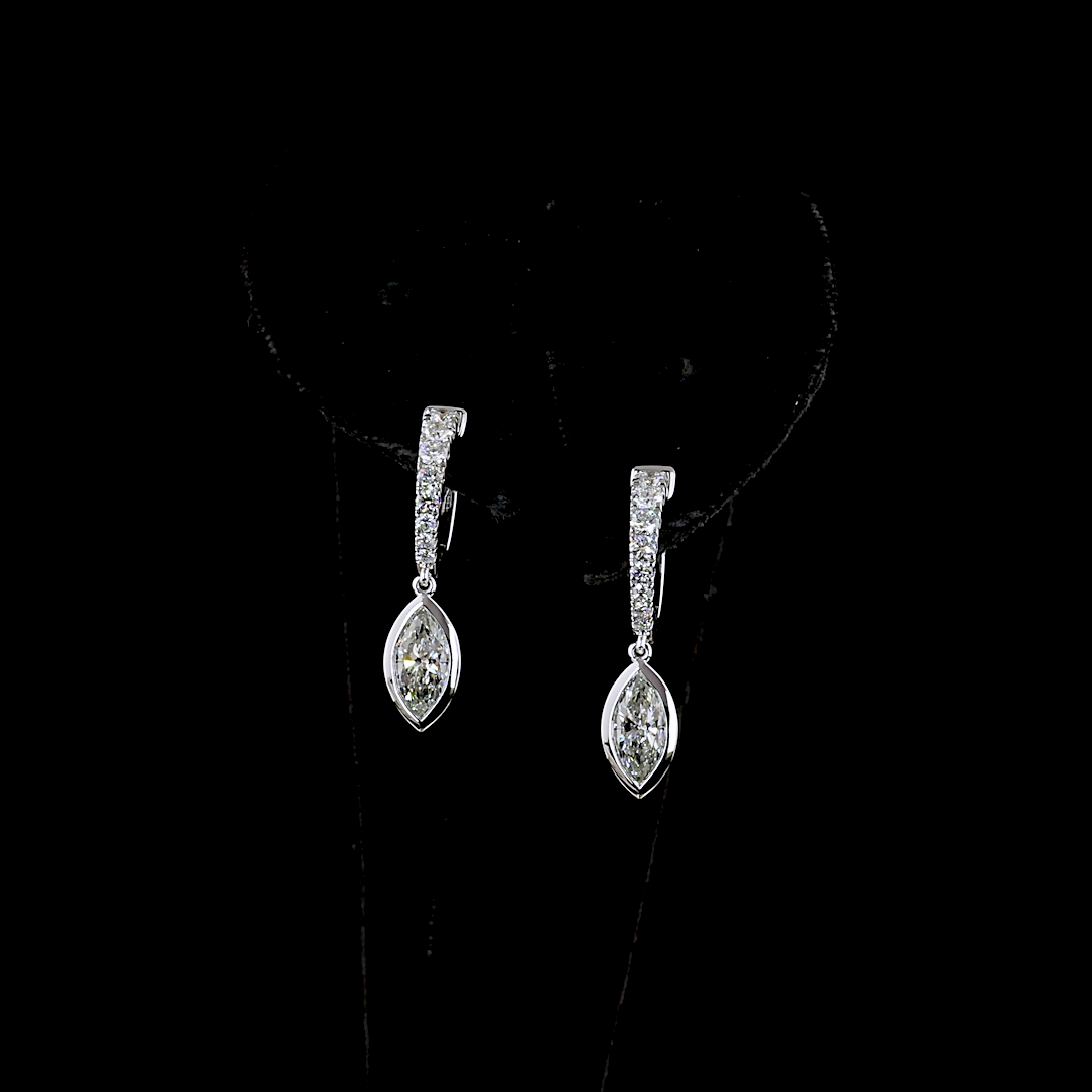 Lab-Grown 1.97 Carat MIX - Diamond 14K White Gold Hanging Earrings