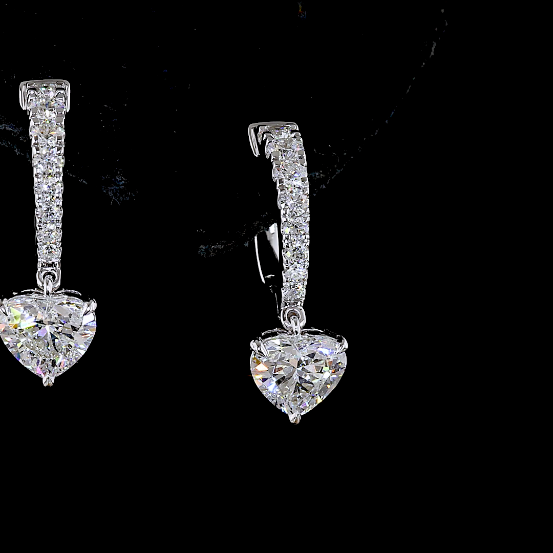 Lab-Grown 2.33 Carat MIX - Diamond 14K White Gold Hanging Earrings