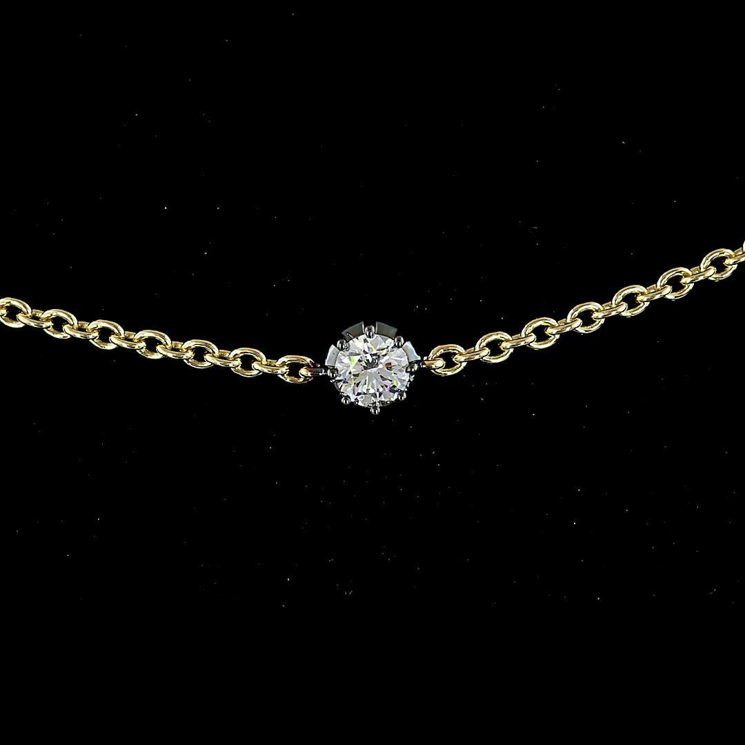 Lab-Grown 1.85 Carat Round F-VS2 Diamond 14K Two Tone Station Necklace