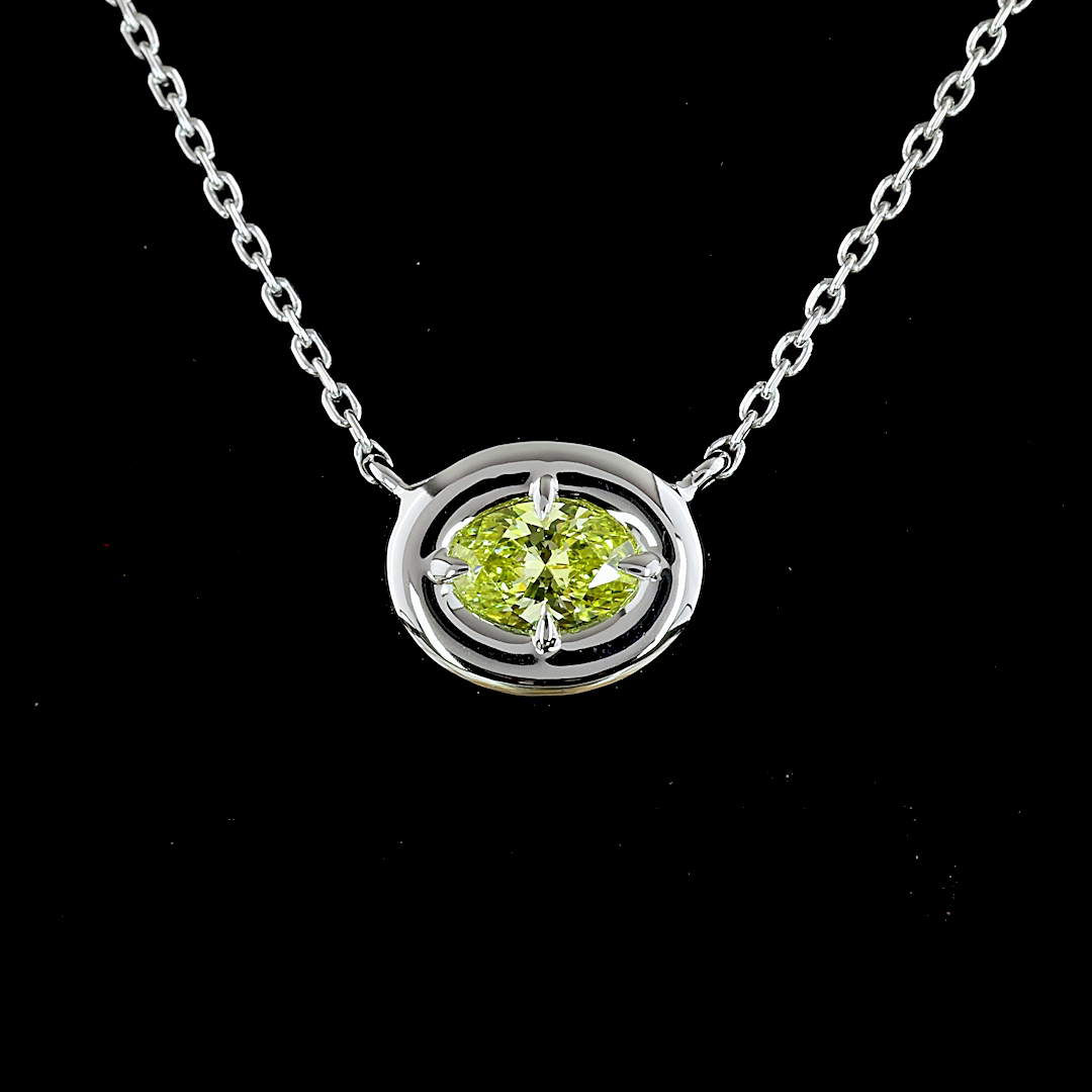 Lab-Grown 0.28 Carat Oval F-VVS2 Diamond 14K White Gold Solitaire Necklace