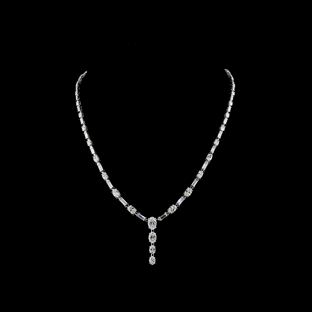 Lab-Grown 11.61 Carat MIX - Diamond 14K White Gold Special Necklace