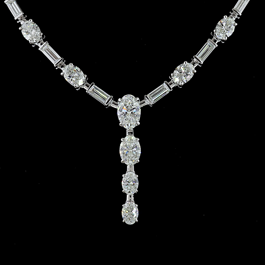 Lab-Grown 11.61 Carat MIX - Diamond 14K White Gold Special Necklace