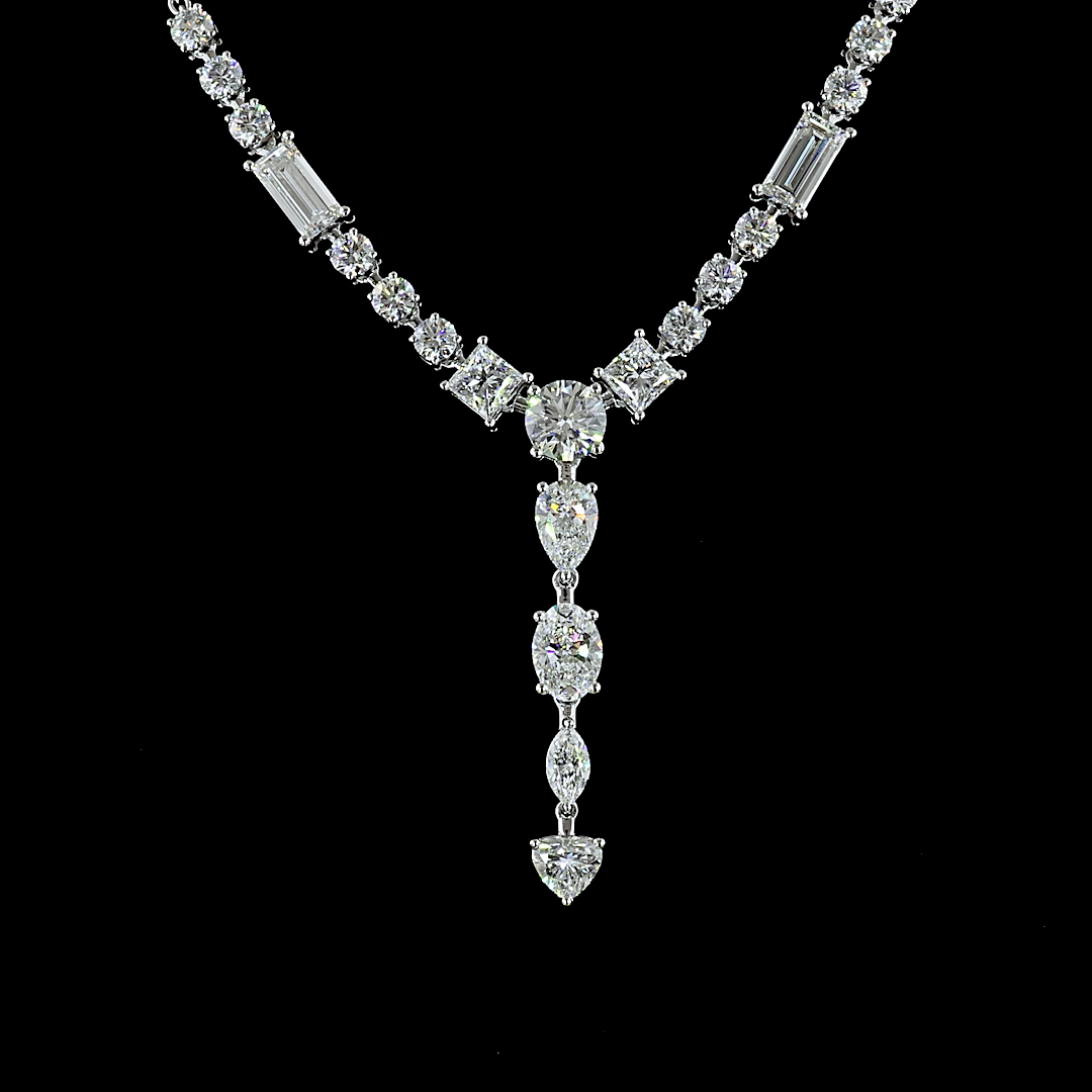 Lab-Grown 9.4 Carat MIX - Diamond 14K White Gold Special Necklace