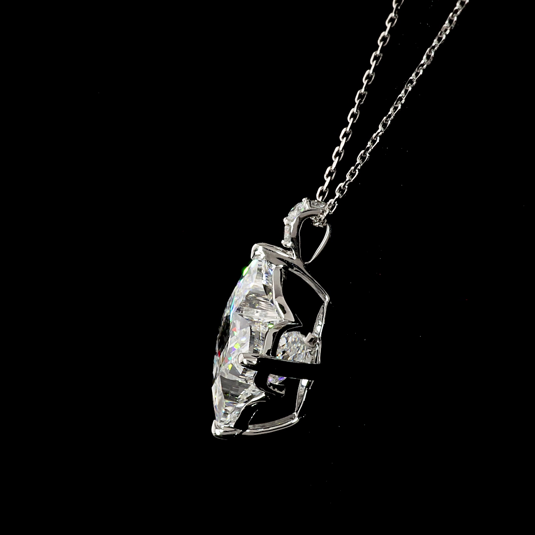 Lab-Grown 5.11 Carat Princess F-VS1 Diamond 14K White Gold Pendant Pendant