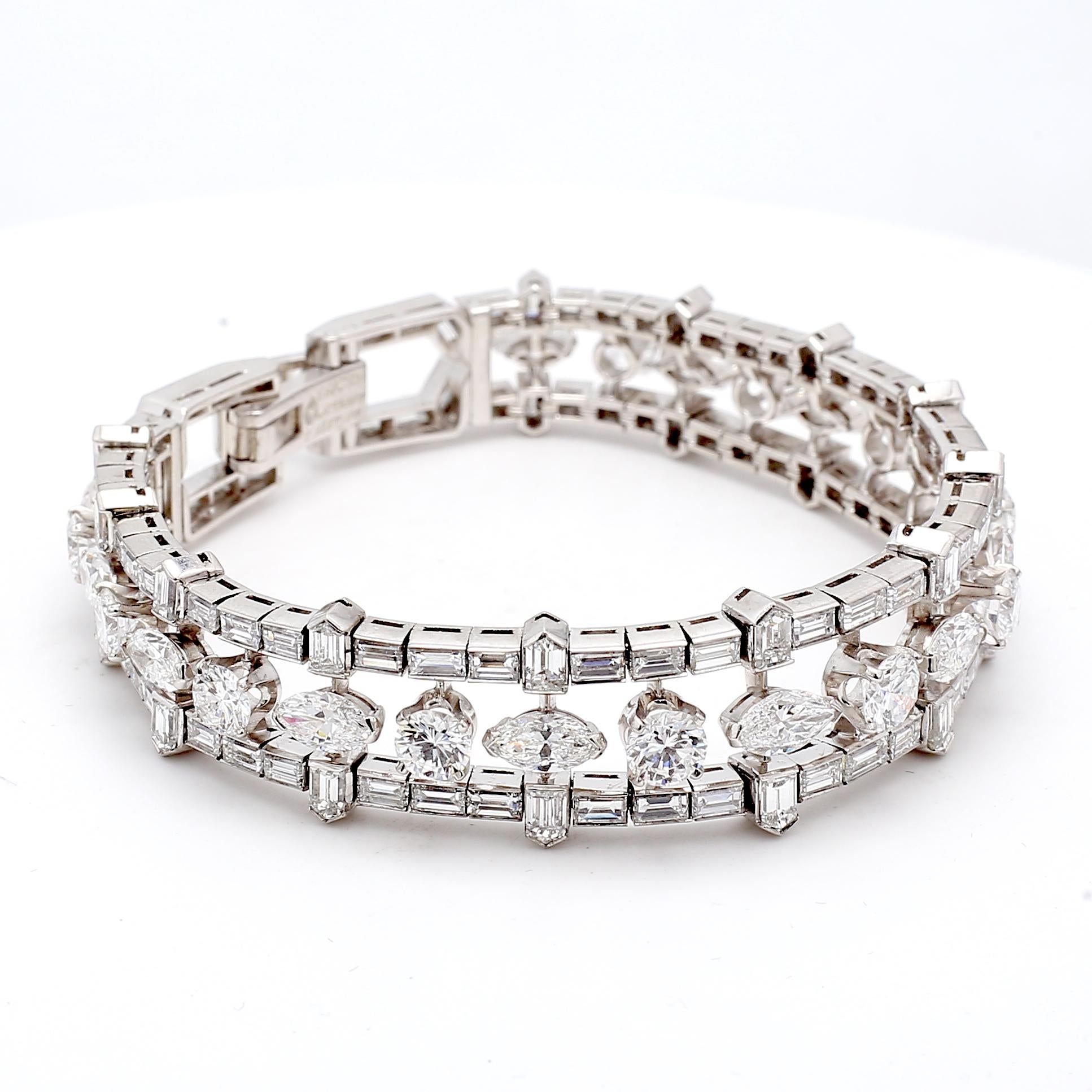 Van Cleef & Arpels 28.00 Carat E VVS1 Diamond Platinum 1960'S Bracelet