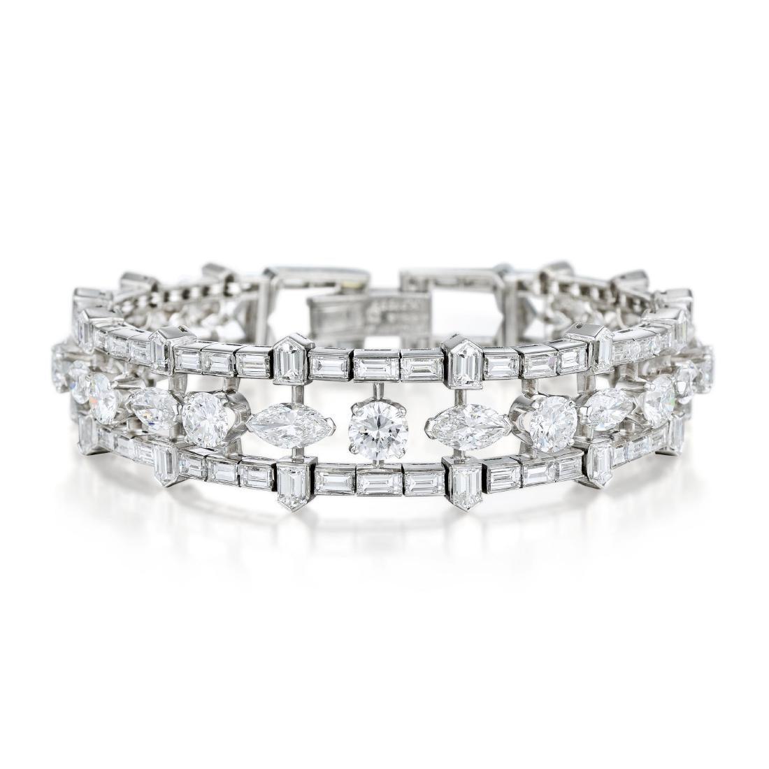 Van Cleef & Arpels 28.00 Carat E VVS1 Diamond Platinum 1960'S Bracelet
