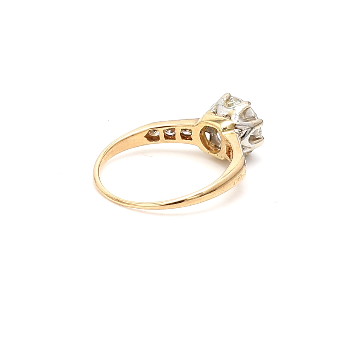 2.12 Carat Old European Cut I SI1 Diamond 18 Karat Yellow Gold Engagement Ring